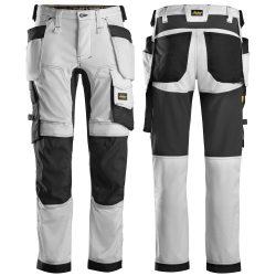 Spodnie 6241 stretch AllroundWork z workami kieszeniowymi kolor white/black rozm. 44 62410904044 SNICKERS WORKWEAR