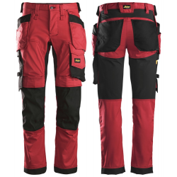 Spodnie 6241 stretch AllroundWork z workami kieszeniowymi kolor chili red/black rozm. 44 62411604044 SNICKERS WORKWEAR