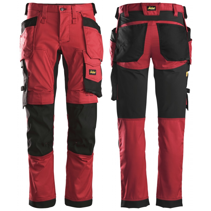 Spodnie 6241 stretch AllroundWork z workami kieszeniowymi kolor chili red/black rozm. 44 62411604044 SNICKERS WORKWEAR Bahcocentrum.pl