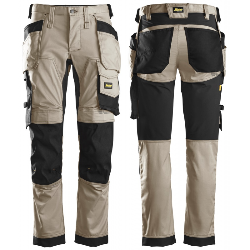 Spodnie 6241 stretch AllroundWork z workami kieszeniowymi kolor khaki/black rozm. 44 62412004044 SNICKERS WORKWEAR Bahcocentrum.pl