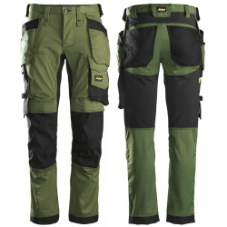 Spodnie 6241 stretch AllroundWork z workami kieszeniowymi kolor khaki green/black rozm. 44 62413104044 SNICKERS WORKWEAR