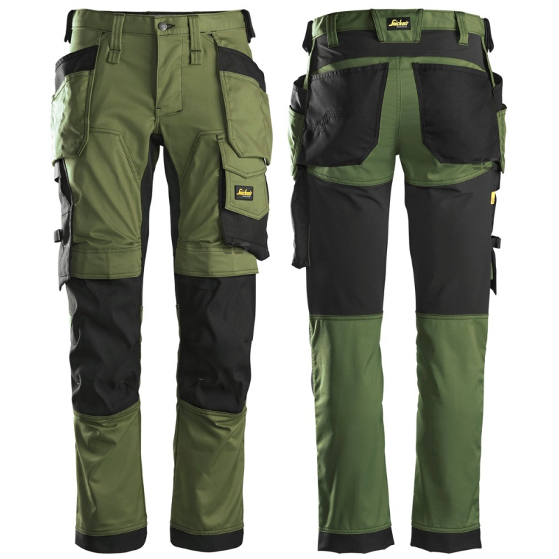 Spodnie 6241 stretch AllroundWork z workami kieszeniowymi kolor khaki green/black rozm. 44 62413104044 SNICKERS WORKWEAR Bahcocentrum.pl