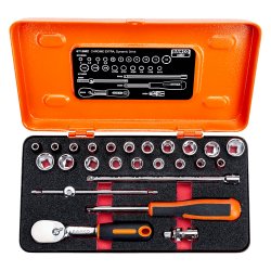 Zestaw narzędzi 1/4'' w metalowej skrzynce 25 szt. 6715MZ Bahco