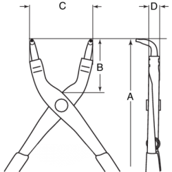 Szczypce Segera 90° do pierścieni wewnętrznych 19-60 mm 2890-180 Bahco