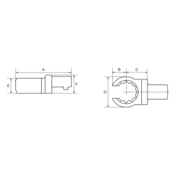 Końcówka wtykowa otwarta 16 mm złącze prostokątne 9x12 mm 99-16 Bahco