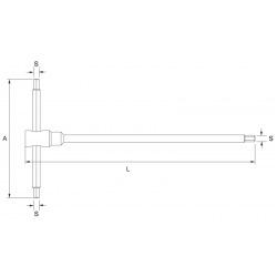 Klucz trzpieniowy T-kształtny imbusowy HEX 2.5 mm BE1TH-2.5 BAHCO