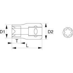 Nasadka udarowa 1/2'' do śrub zewnętrznych torx E12 K7801TORX-E12	Bahco