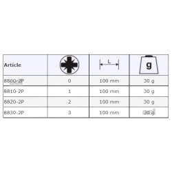 Grot Pozidriv PZ0 x 100 mm 2 szt. 8800-2P Bahco