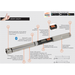 Klucz dynamometryczny Bluetooth® 1.5-30 Nm ze złączem prostokątnym 9x12 mm TAWMB930M BAHCO