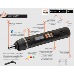 Wkrętak dynamometryczny elektroniczny Bluetooth® 0.04-0.7 Nm na bity TASMB14H007 BAHCO