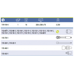 Zestaw narzędzi 3/8'' 18 el. 119-18-4 IRIMO