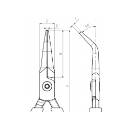 Szczypce półokrągłe precyzyjne odgięte 45° C3745IP BAHCO