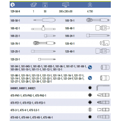 Zestaw narzędzi 1/44'' i 1/2'' 58 el. 129-58-4 IRIMO