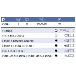 Zestaw bitów 32 elementy 475-32A-1 IRIMO