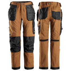 Spodnie 6224 Canvas+ stretch AllroundWork z workami kieszeniowymi rozm. 50 kolor brown/black 62241204050 SNICKERS WORKWEAR