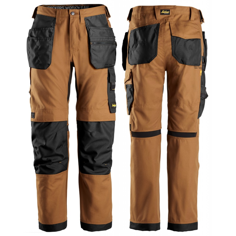 Spodnie 6224 Canvas+ stretch AllroundWork z workami kieszeniowymi rozm. 44 kolor brown/black 62241204064 SNICKERS WORKWEAR Bahcocentrum.pl