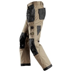 Spodnie 6224 Canvas+ stretch AllroundWork z workami kieszeniowymi rozm. 44 kolor khaki/black 62242004044 SNICKERS WORKWEAR