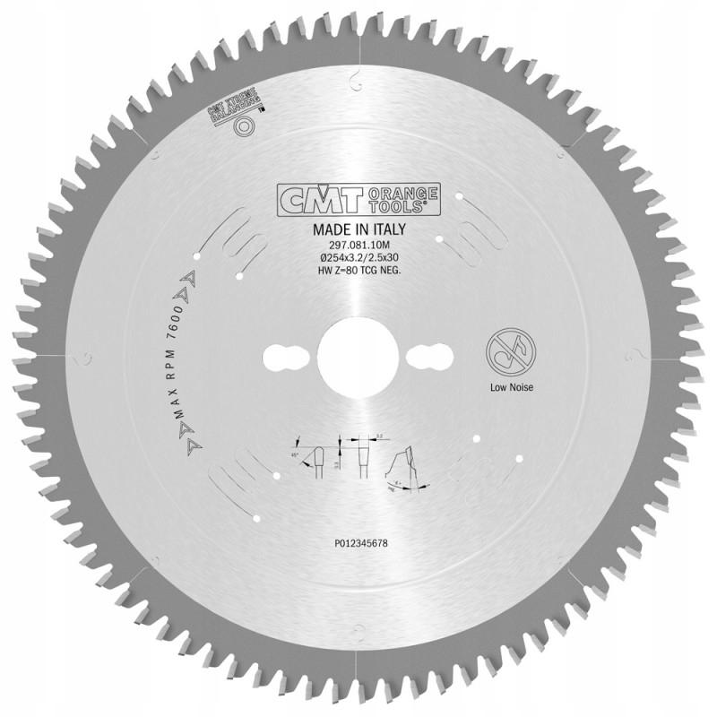 Tarcza pilarska do cięcia aluminium Ø 254/30 mm 80 zębów 297.081.10M CMT Bahcocentrum.pl