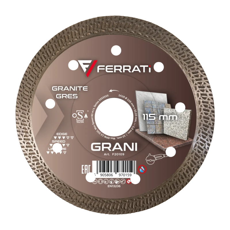 Tarcza diamentowa do ceramiki i kamienia naturalnego Ø 115 mm GRANI F20109 FERRATI Bahcocentrum.pl