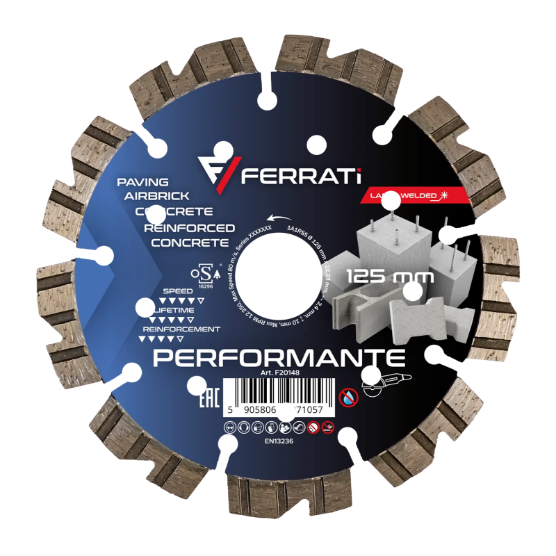 Tarcza diamentowa do betonu, rur betonowych Ø 125 mm PERFORMANTE F20148 FERRATI Bahcocentrum.pl