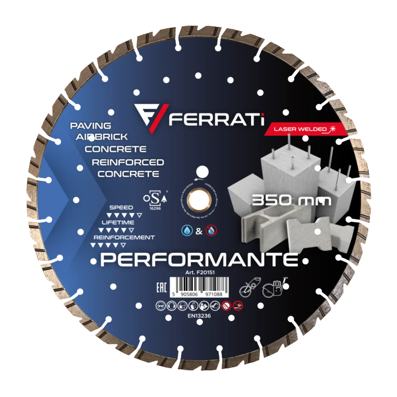 Tarcza diamentowa do betonu, rur betonowych Ø 350 mm PERFORMANTE F20151 FERRATI Bahcocentrum.pl