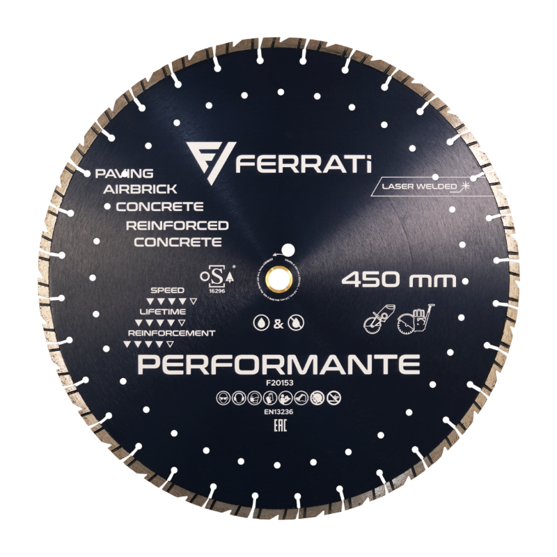 Tarcza diamentowa do betonu, rur betonowych Ø 450 mm PERFORMANTE F20153 FERRATI Bahcocentrum.pl