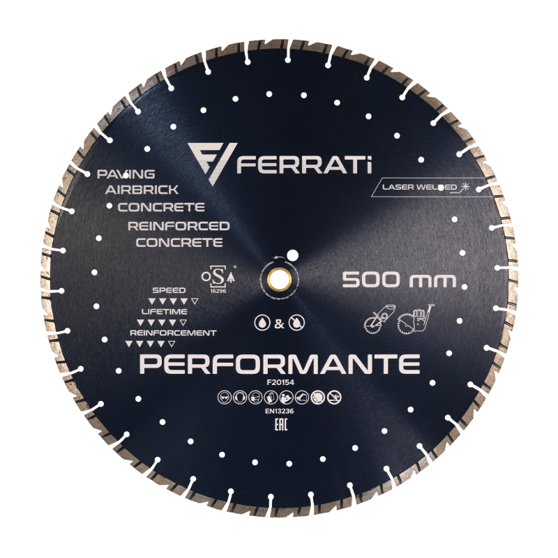 Tarcza diamentowa do betonu, rur betonowych Ø 500 mm PERFORMANTE F20154 FERRATI Bahcocentrum.pl