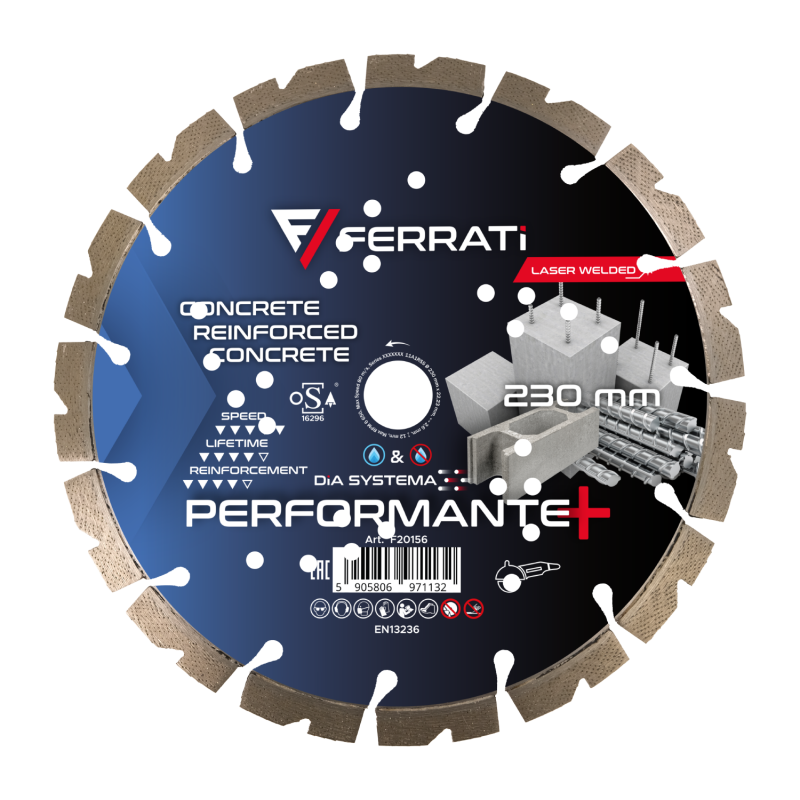 Tarcza diamentowa do betonu, cegły szamotowej, lastryko Ø 230 mm PERFORMANTE PLUS F20156 FERRATI Bahcocentrum.pl