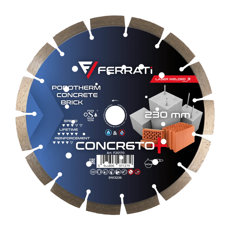 Tarcza diamentowa do betonu, rur betonowych Ø 230 mm CONCRETO PLUS F20170 FERRATI Bahcocentrum.pl