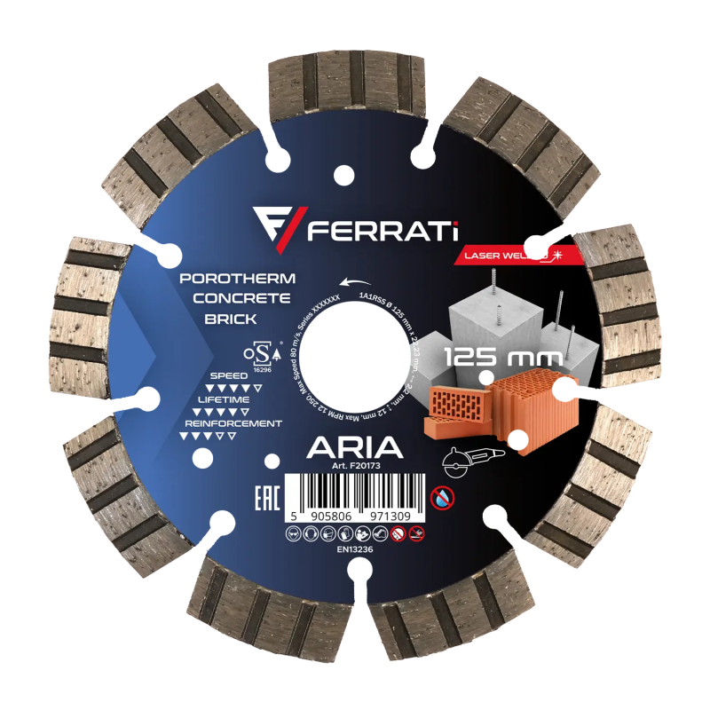 Tarcza diamentowa do betonu, rur betonowych Ø 125 mm ARIA F20173 FERRATI Bahcocentrum.pl