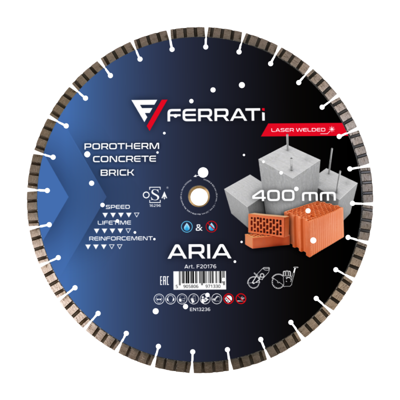 Tarcza diamentowa do betonu, rur betonowych Ø 400 mm ARIA F20176 FERRATI Bahcocentrum.pl