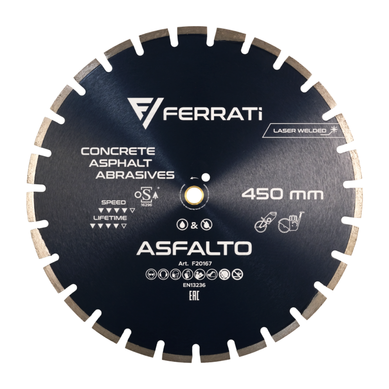 Tarcza diamentowa do betonu, asfaltu, silikatu Ø 450 mm ASFALTO F20167 FERRATI Bahcocentrum.pl